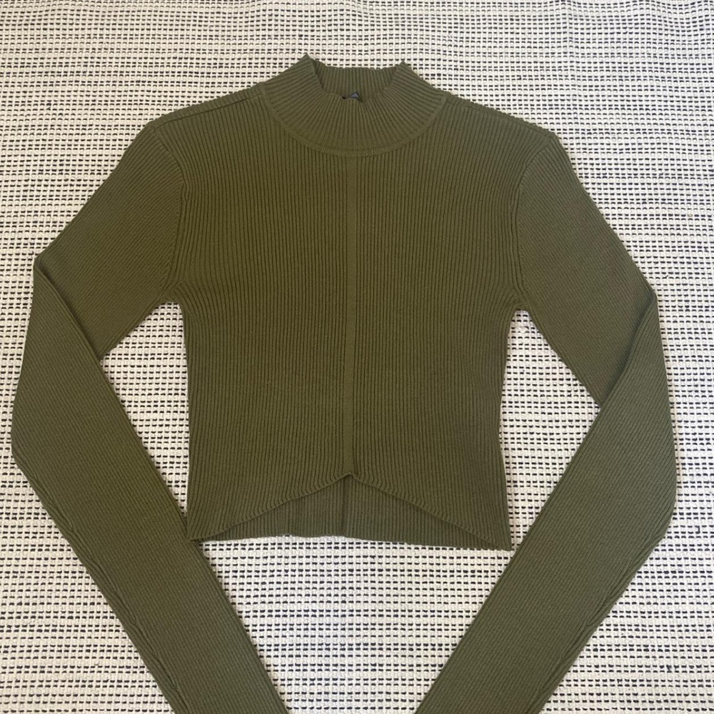 Garage Olive Ribbed Knit Top